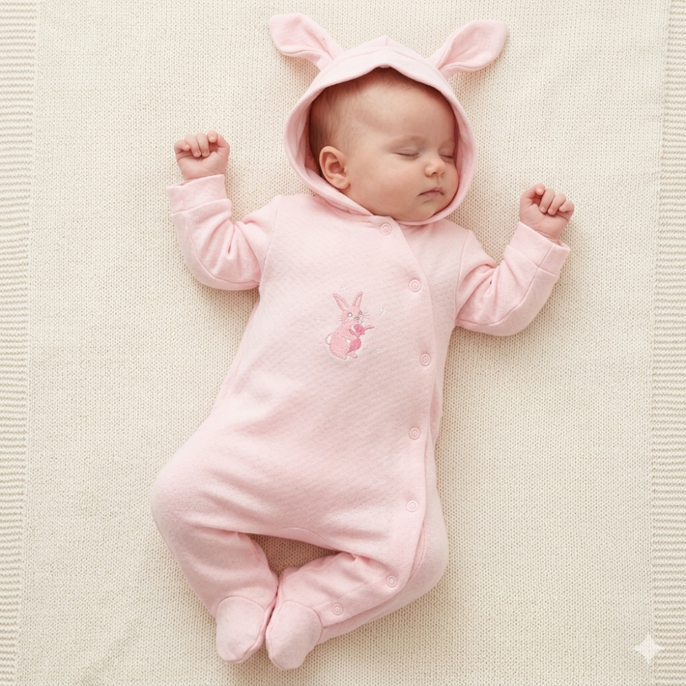 Baby Girls All In One with Hood - Bunny
