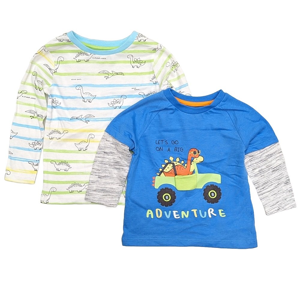 Boys 2 pack Long Sleeve Dinosaur Tops