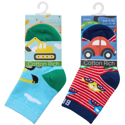 3 Pack Socks (Cars/Diggers)