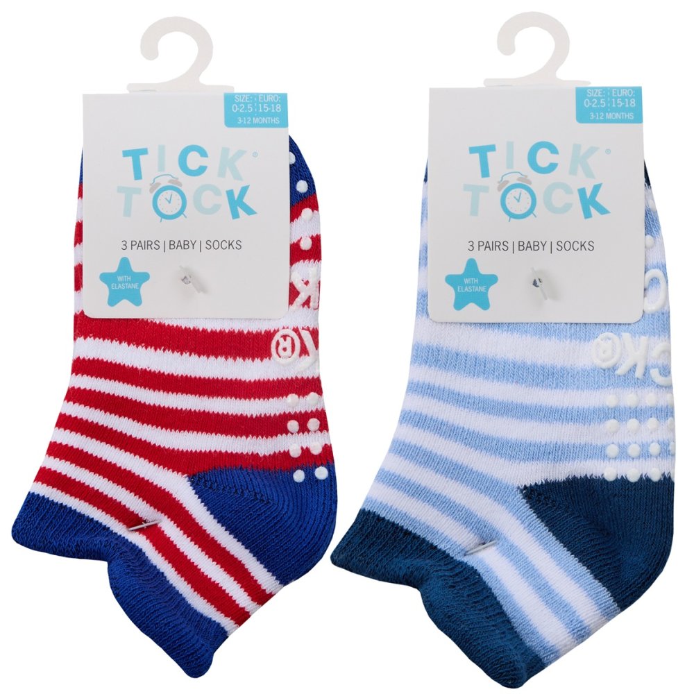 3 Pack Gripper Socks (Blue/Red)