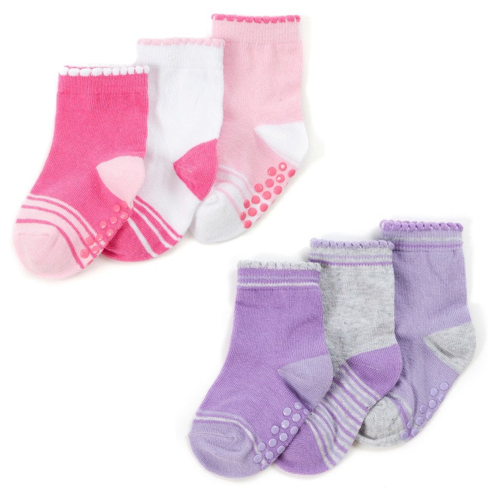 3 Pack Gripper Socks (Pink/Purple)