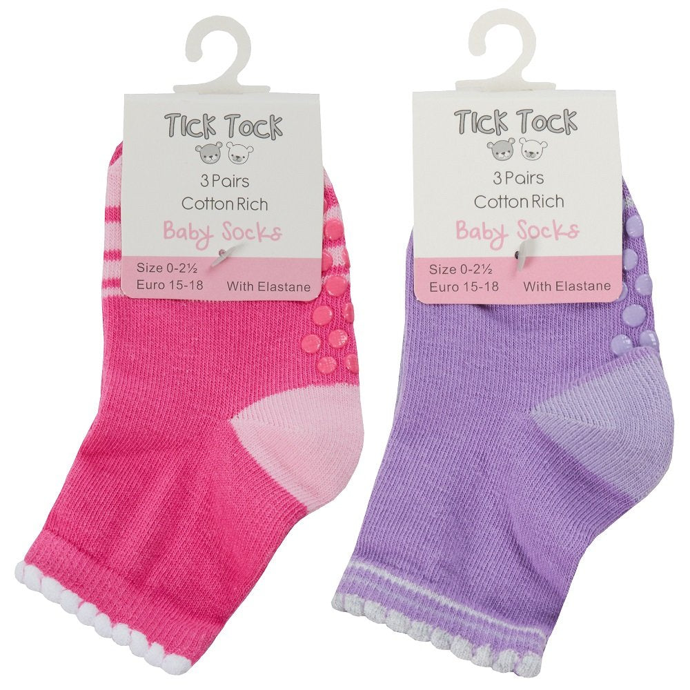 3 Pack Gripper Socks (Pink/Purple)