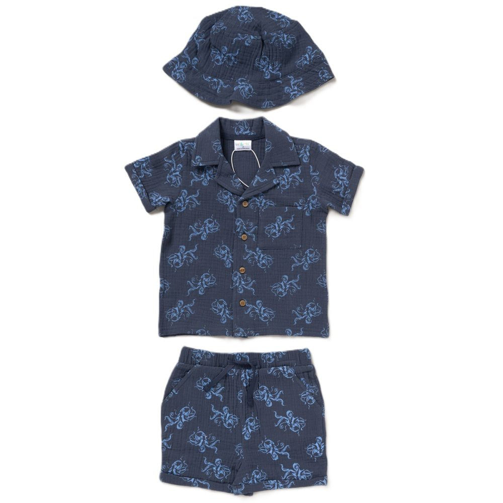 Octopus Shirt, Shorts & Bucket Hat Set